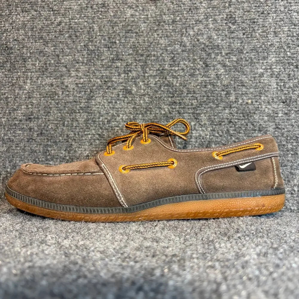 Nike Mens 9.5 Brown Suede Leather Boat Shoes Casual Deck Loafers Sneakers